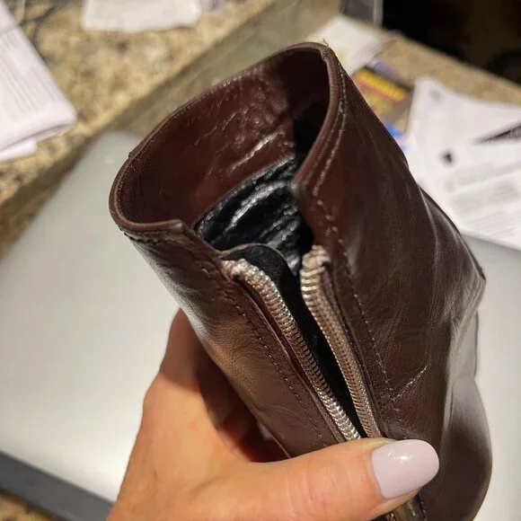 Auc CASSADEI Pellami Brown Leather Back Zip Pointy Ankle Boots Made in Italy - Picture 13 of 16